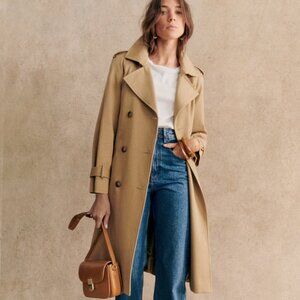 Sézane Scott Trench Coat in Camel Sz 0